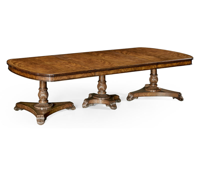 Windsor Collection - Triple pedestal dining table walnut