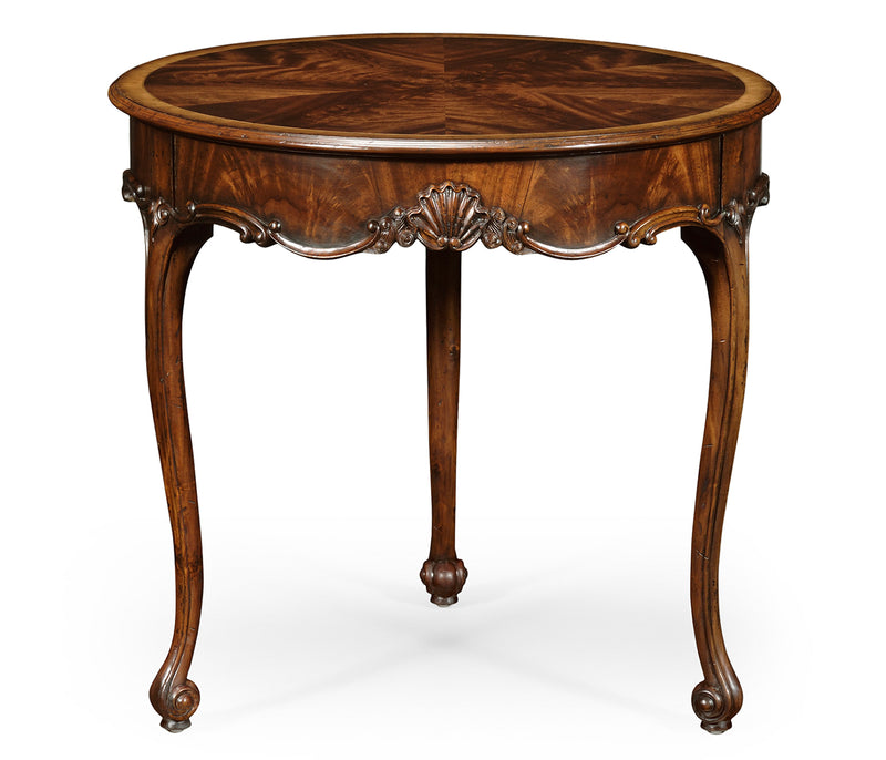 Buckingham Collection - Mahogany Three Legged Round Side Table Scallop Shells