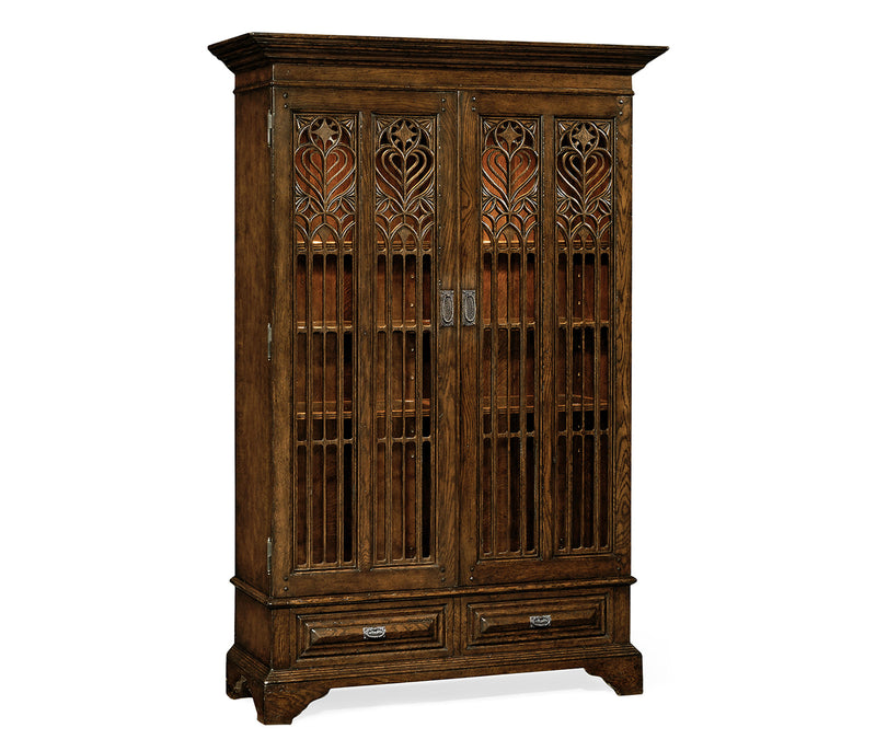 Sherwood Oak Collection - Gothic Dark Oak Display Cabinet