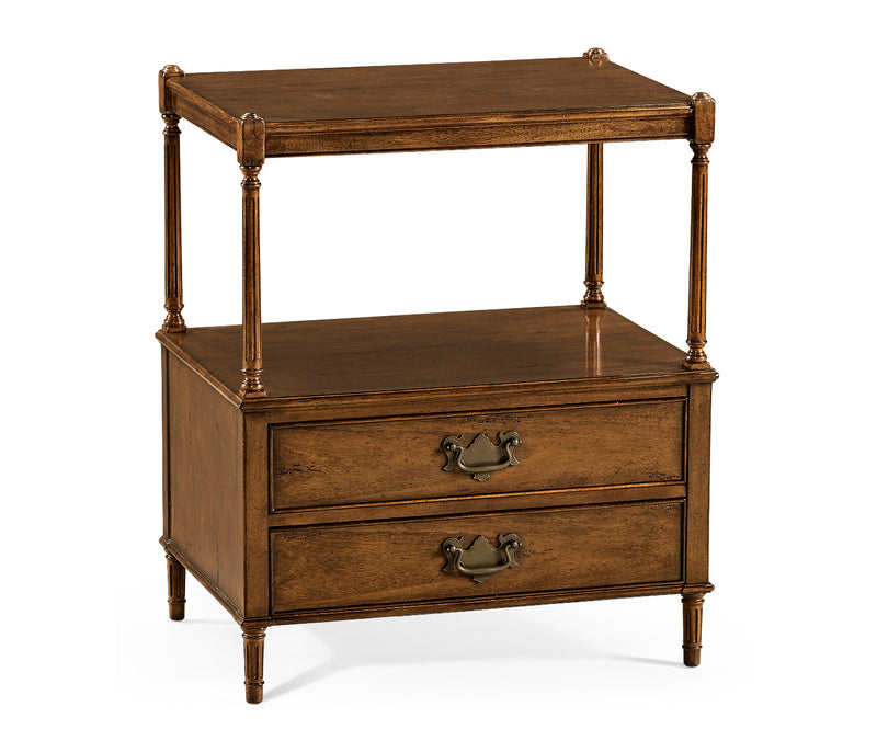 Country Farmhouse Collection - Walnut two drawer side table