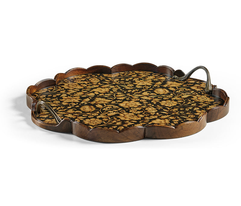 Hampton Collection - Scalloped Black Chinoiserie Tray