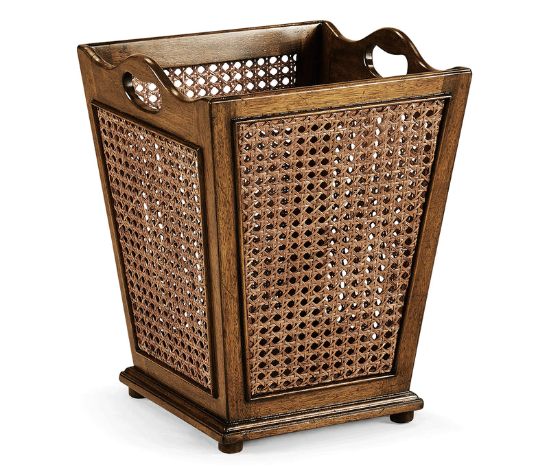 Country Farmhouse Collection - French Style Caned Walnut Waste Basket