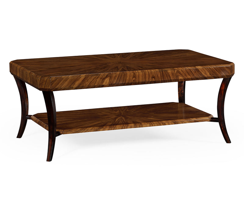 JC Modern - Santos Collection - Art Deco Satin Rectangular Coffee Table