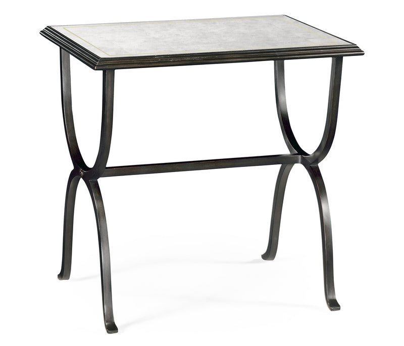 JC Modern - Luxe Collection - Églomisé & Bronze Iron Rectangular Side Table