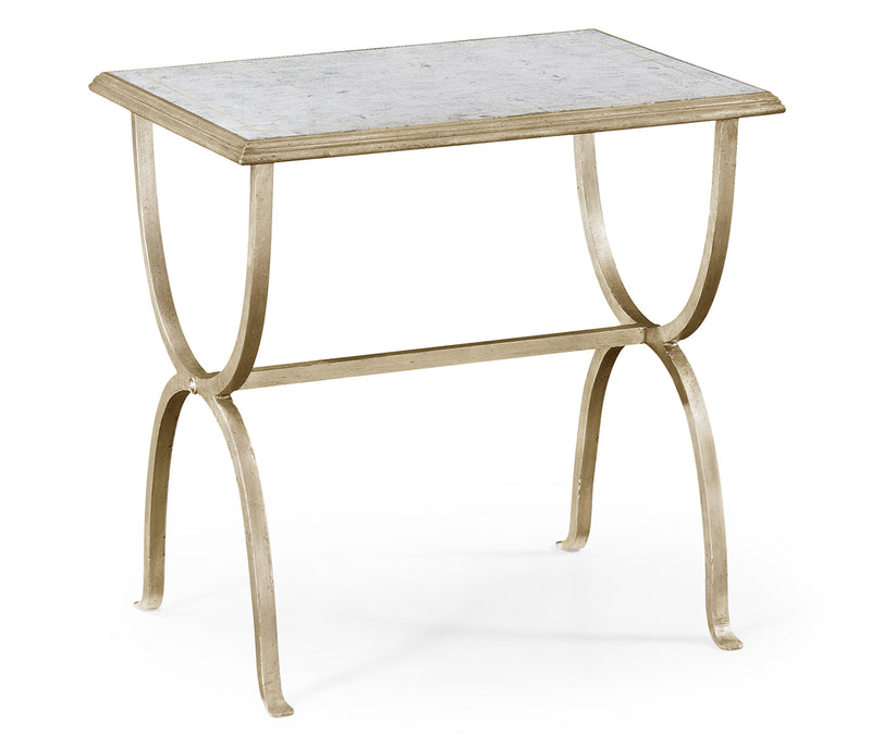 JC Modern - Luxe Collection - Églomisé & Silver Iron Rectangular Side Table