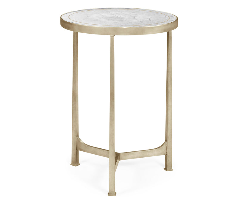 JC Modern - Luxe Collection - Églomisé & Silver Iron Round Lamp Table