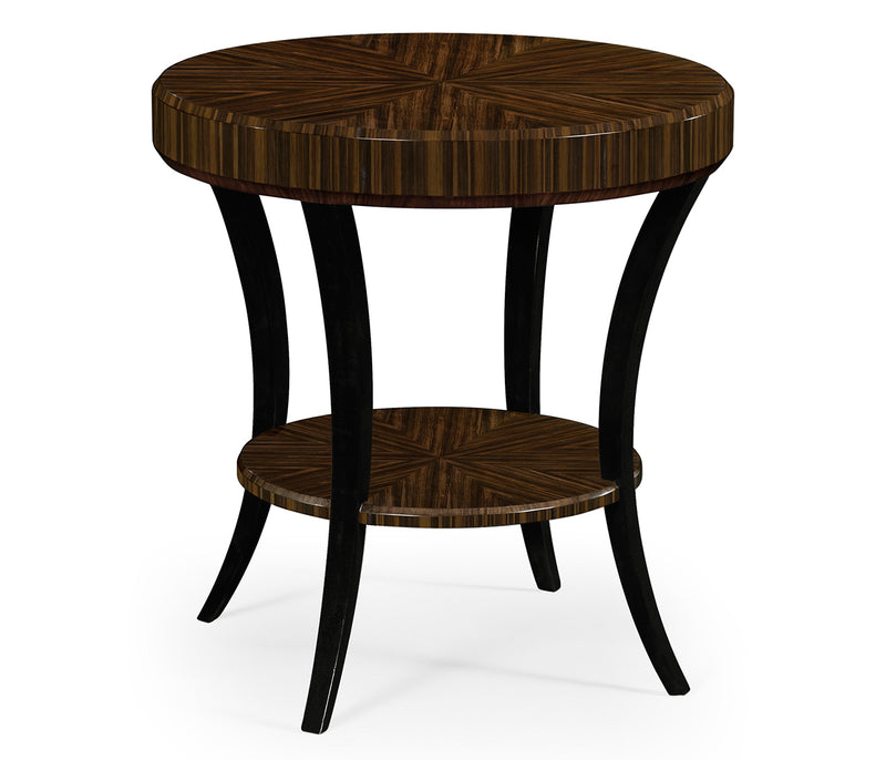 JC Modern - Ebony Collection - Round Art Deco Macassar Ebony High Lustre Side Table