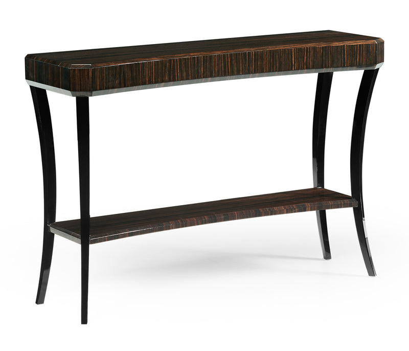 JC Modern - Ebony Collection - Rectangular Art Deco Macassar Ebony High Lustre Console Table