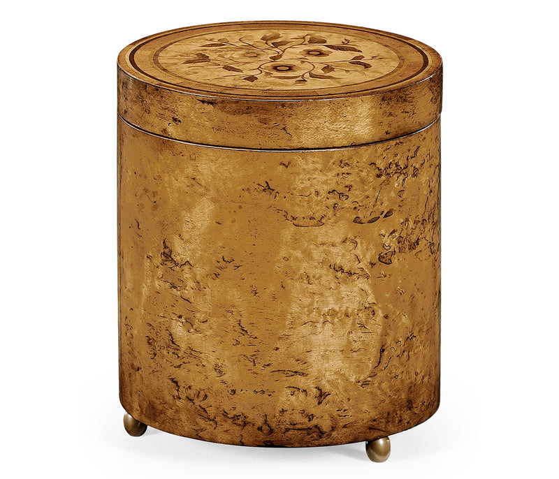 La Rochelle Collection - Cylindrical Burl Walnut Box