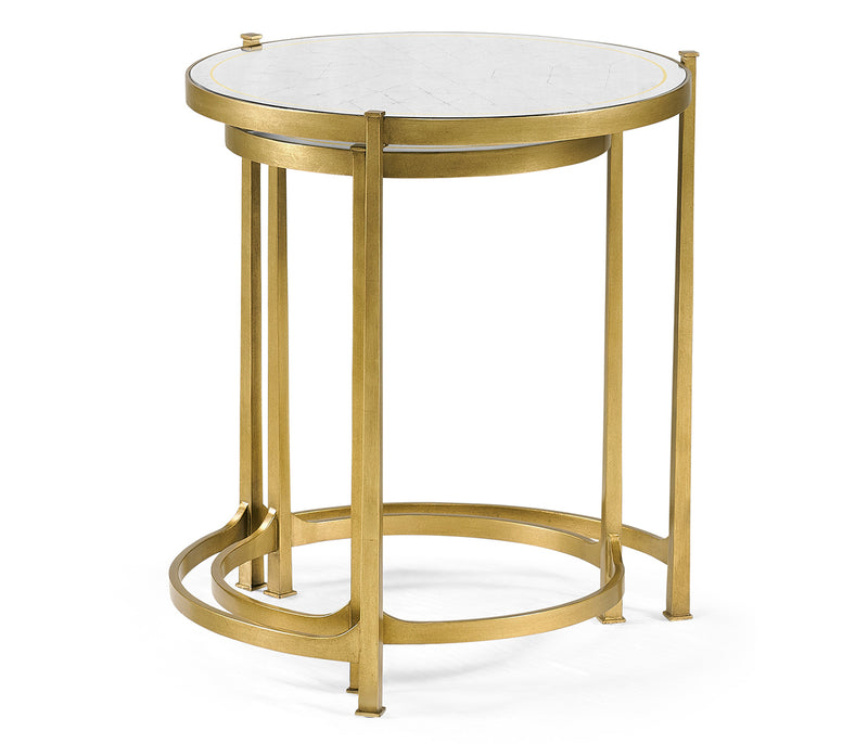 JC Modern - Luxe Collection - Églomisé & Gilded Iron Round Nest of Tables