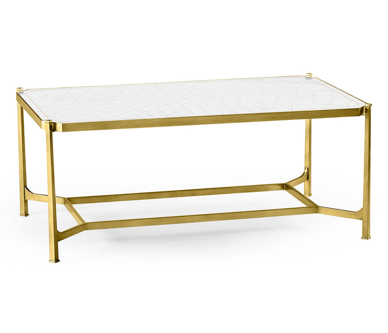 JC Modern - Luxe Collection - Églomisé & Gilded Iron Rectangular Coffee Table