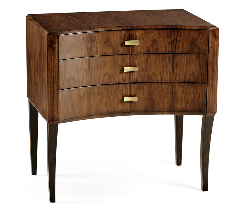 JC Modern - Santos Collection - Art Deco Satin Curved Chest of Drawers