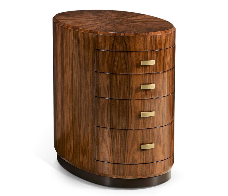 JC Modern - Santos Collection - Art Deco Oval Chest of Drawers with Brass Handles (High Lustre)