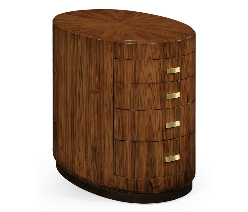 JC Modern - Santos Collection - Art Deco Oval Chest of Drawers with Brass (Satin)