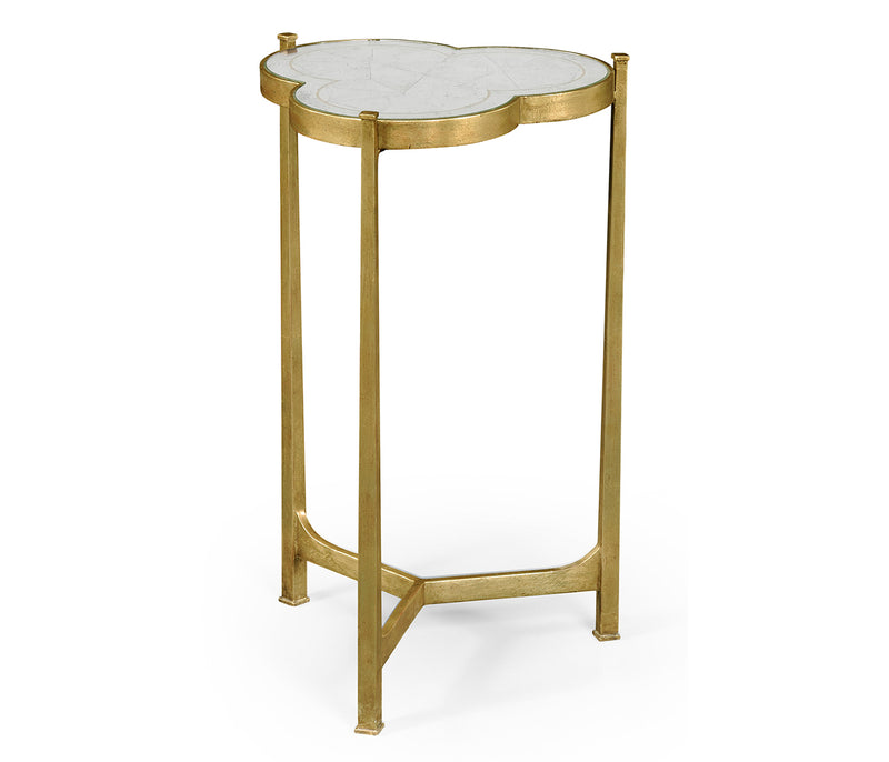 JC Modern - Luxe Collection - Églomisé & Gilded Iron Trefoil Lamp Table