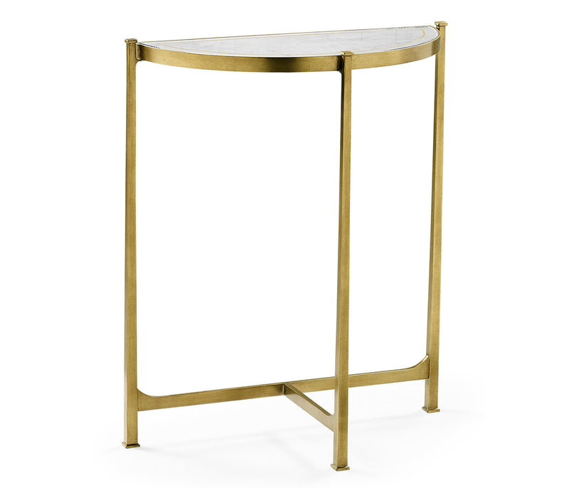 JC Modern - Luxe Collection - Small Églomisé & Gilded Iron Demilune Console