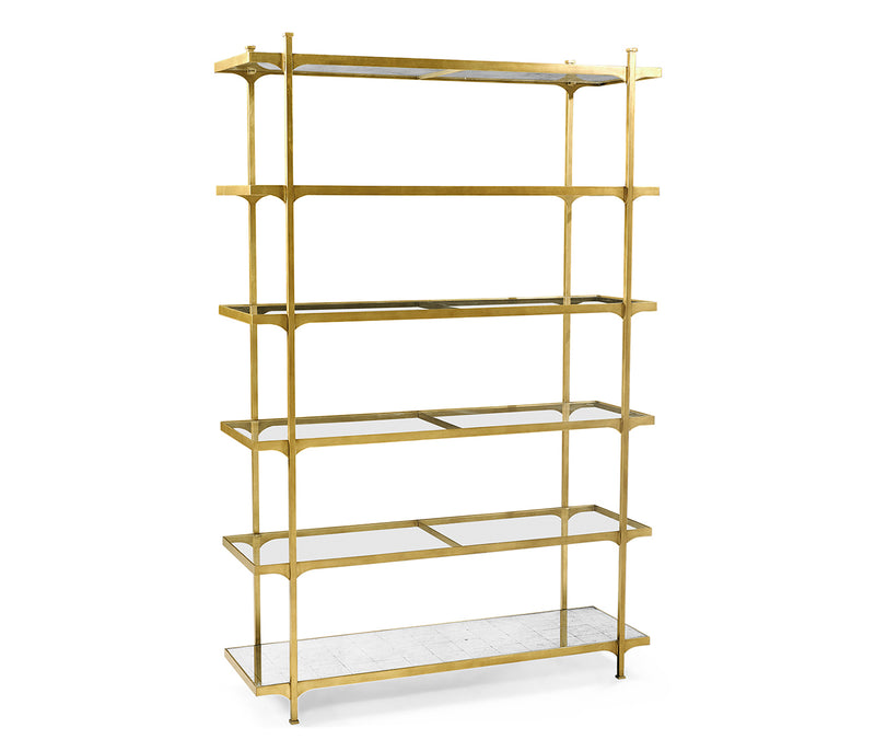 JC Modern - Luxe Collection - Églomisé & Gilded Iron Six-Tier Étagère