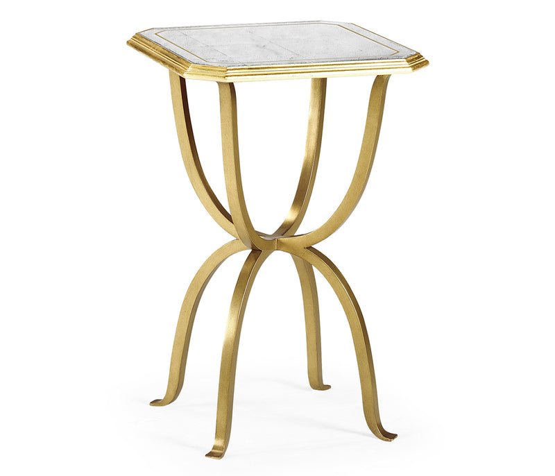 JC Modern - Luxe Collection - Églomisé & Gilded Iron Octagonal Side Table