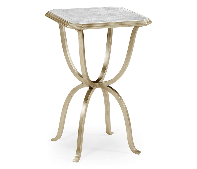 JC Modern - Luxe Collection - Églomisé & Silver Iron Octagonal Side Table