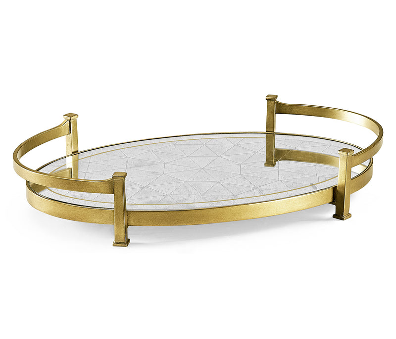 JC Modern - Luxe Collection - Églomisé & Gilded Iron Oval Tray