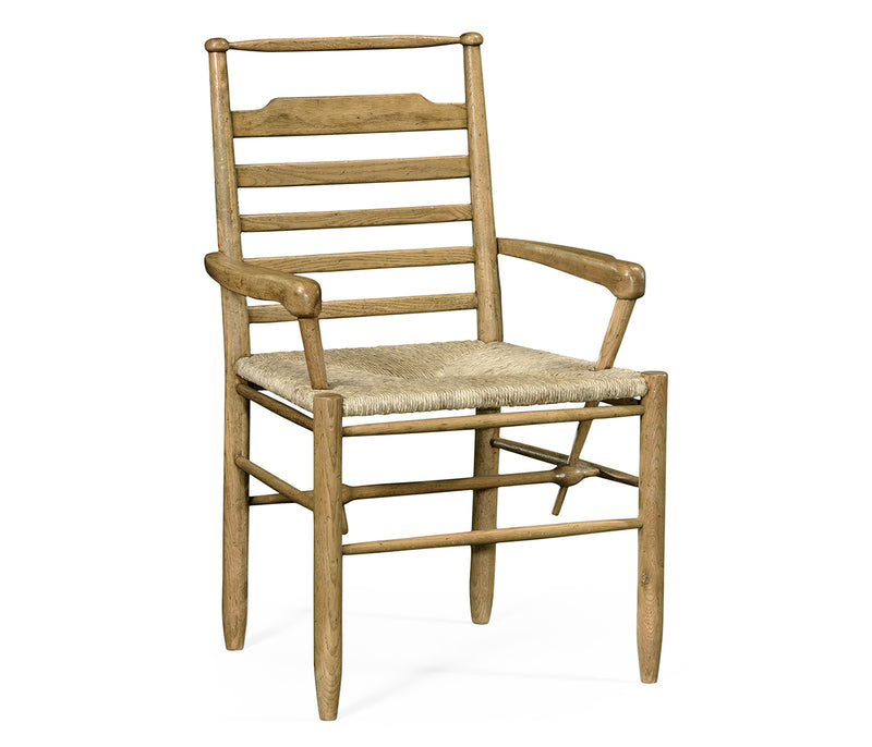 Sherwood Oak Collection - Natural Oak Ladder Back Country Arm Chair