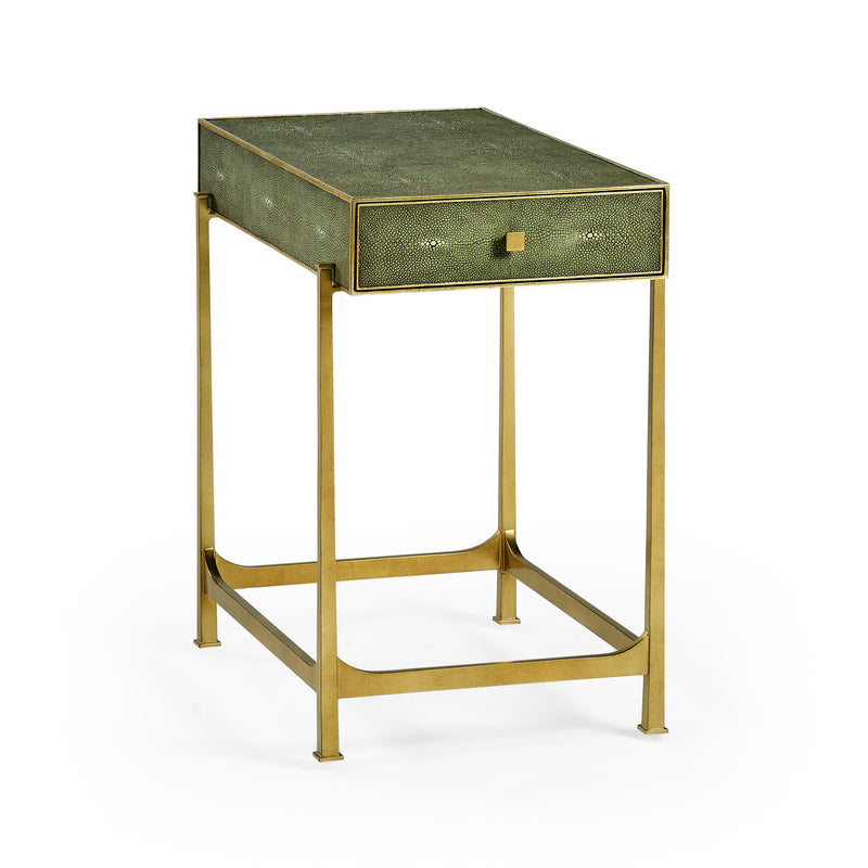 JC Modern - Luxe Collection - Green Faux Shagreen Gilded Side Table