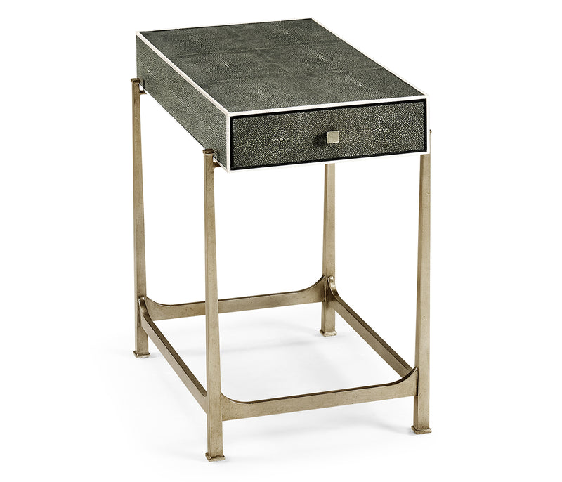 JC Modern - Luxe Collection - Anthracite Faux Shagreen & Silver Iron Side Table