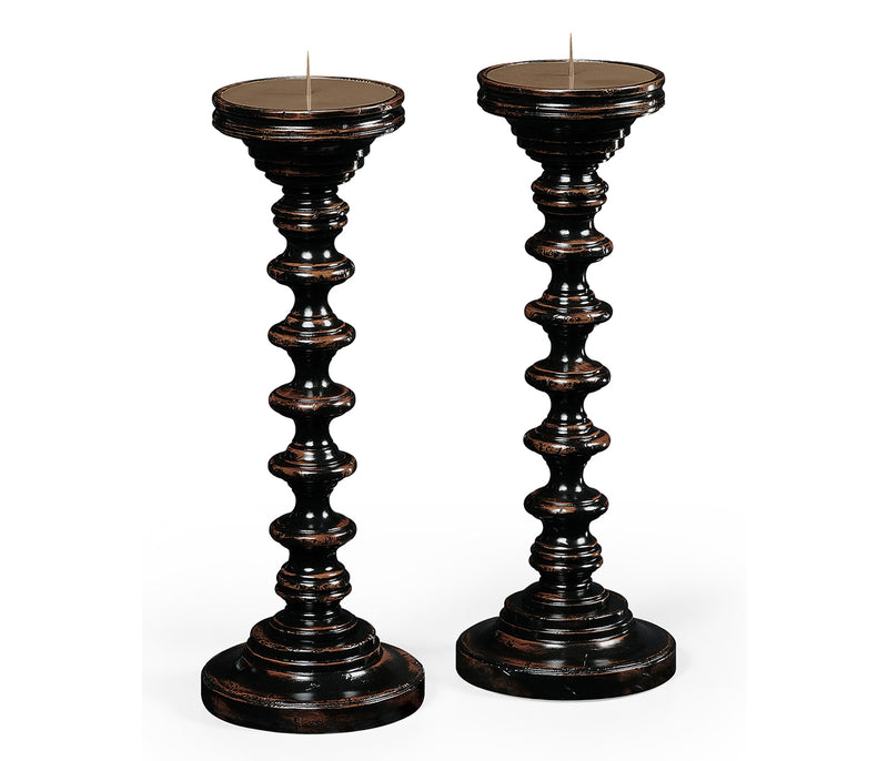 Bingley Collection - Pair of Turned Ebonised Candlesticks