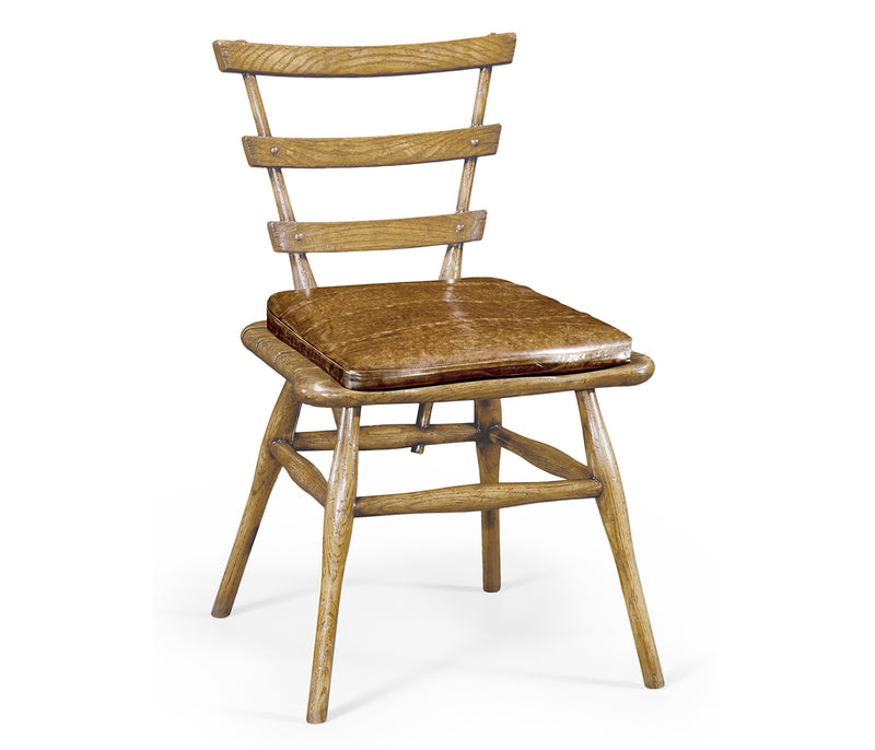 Sherwood Oak Collection - Country Style Natural Oak Side Chair With Cushion