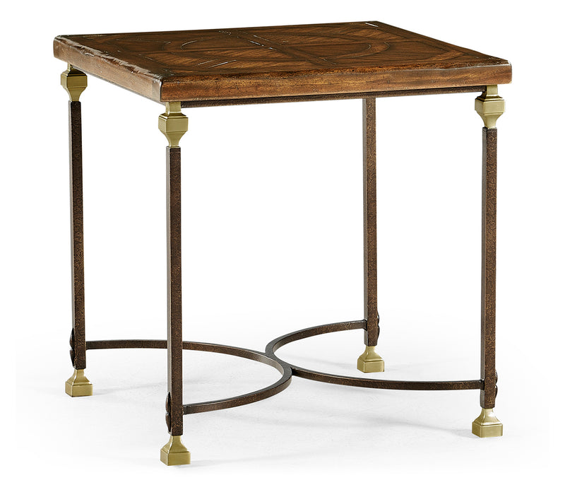 JC Edited - Anvil Collection - Argentinian Walnut Parquetry & Iron Side Table