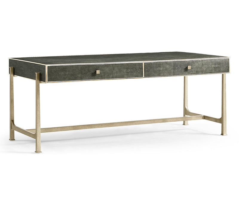 JC Modern - Luxe Collection - Anthracite Faux Shagreen Coffee Table with Silver Base