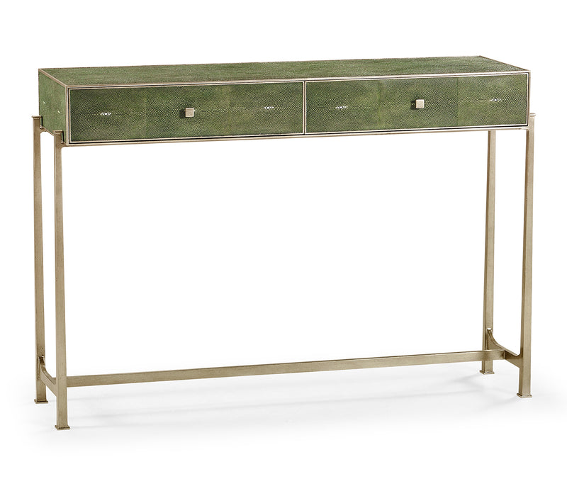 JC Modern - Luxe Collection - Green Faux Shagreen & Silver Console