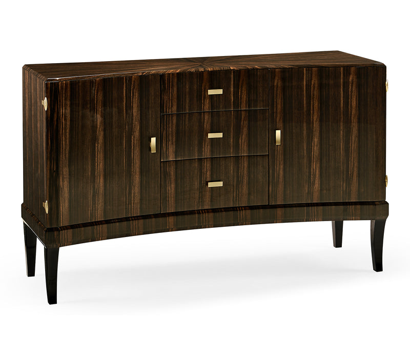 JC Modern - Ebony Collection - Rectangular Curved Art Deco Macassar Ebony High Lustre Sideboard