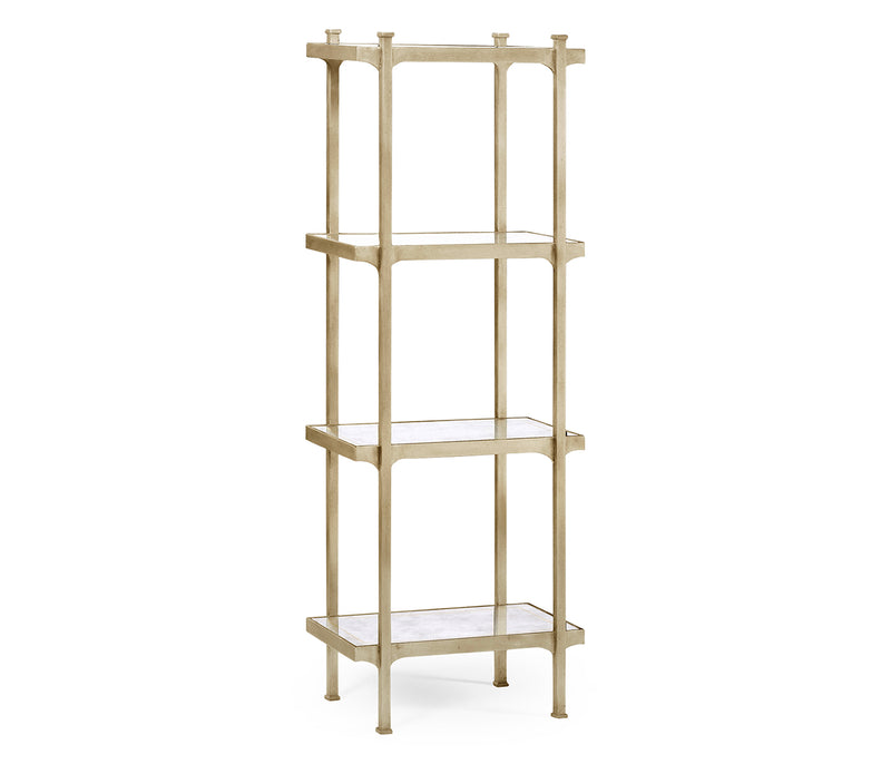 JC Modern - Luxe Collection - Églomisé & Silver Iron Narrow Four-Tier Étagère