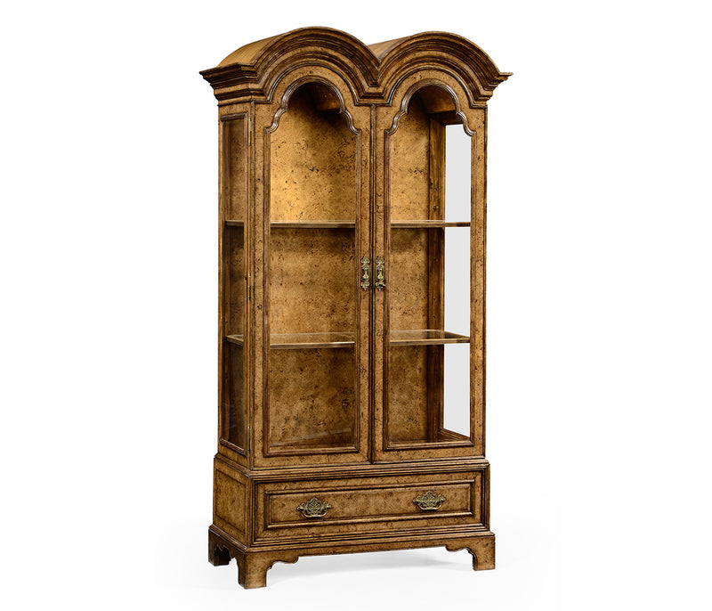 Nottinghamshire Collection - Queen Anne Pollard Veneer Bookcase with Glazed Doors