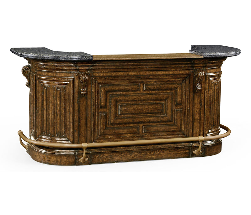 Sherwood Oak Collection - Linenfold Dark Oak Home Bar