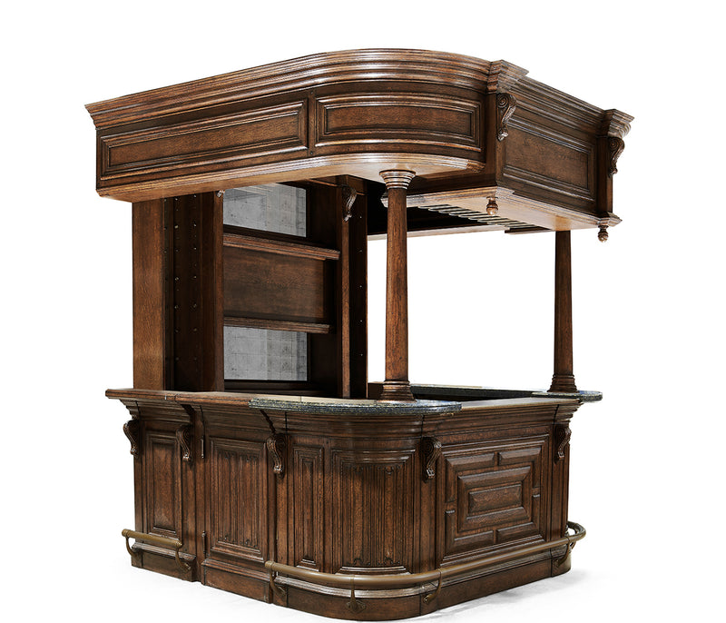 Sherwood Oak Collection - Complete Linenfold Dark Oak Home Bar