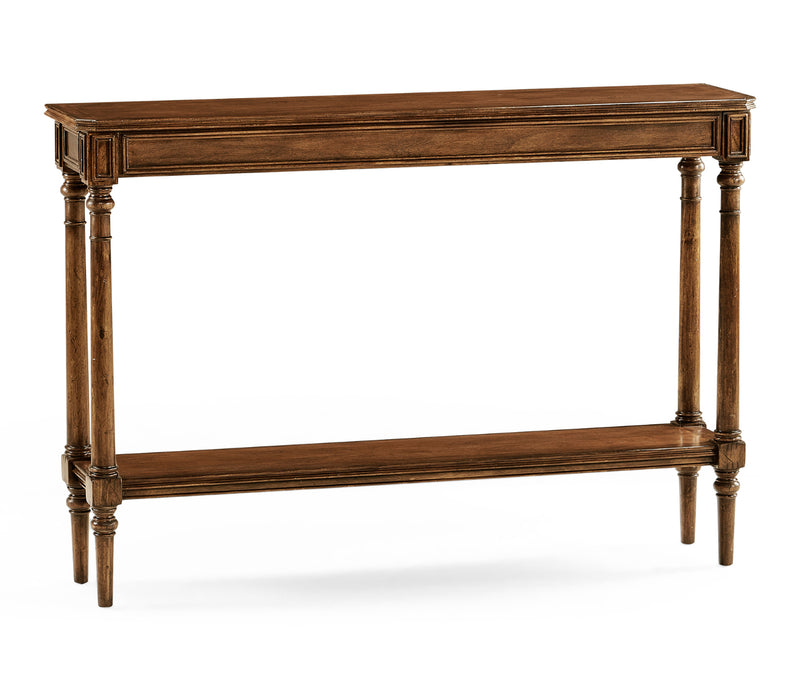 Country Farmhouse Collection - Country living style narrow walnut console