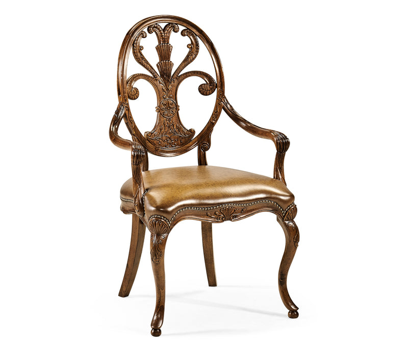 Windsor Collection - Sheraton Walnut Oval Back Arm Chair