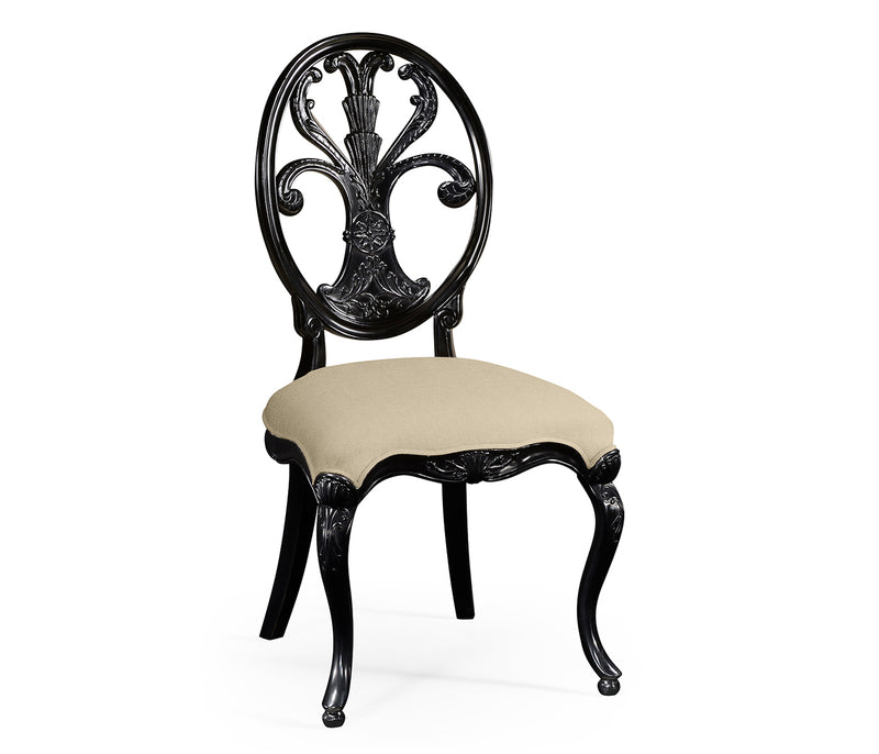 Windsor Collection - Sheraton Black Oval Back Side Chair