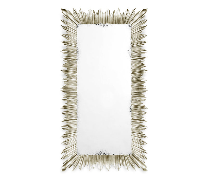 Versailles Collection - Silvered floor standing rectangular sunburst mirror