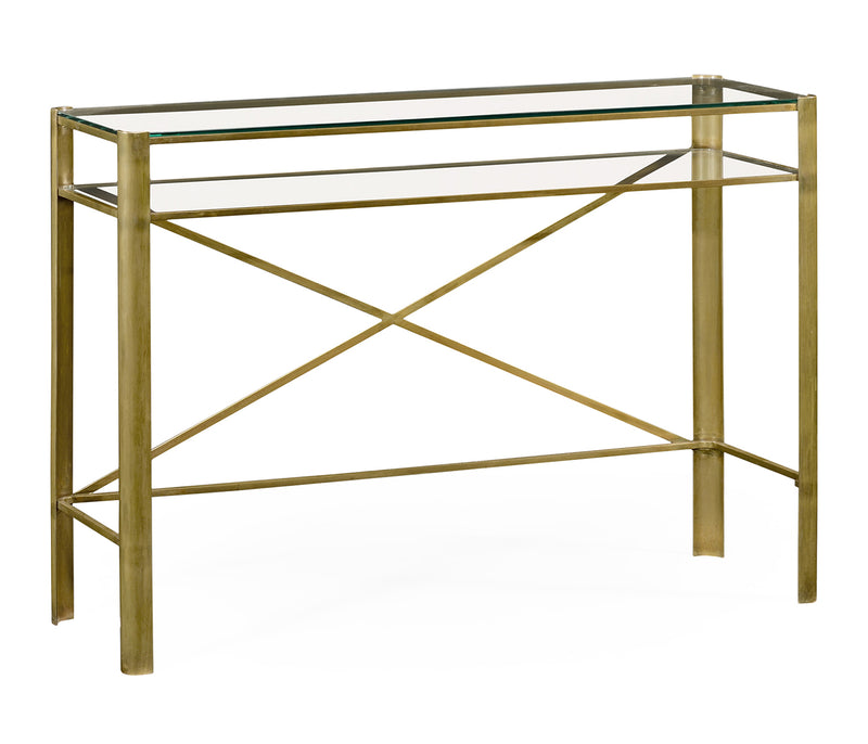 JC Modern - Cosmo Collection - Brass & Glass Rectangular Console