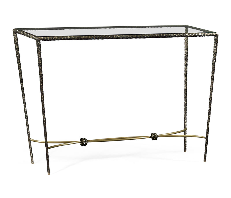 JC Modern - Stiletto Collection - Hammered Antique Black Brass Rectangular Console