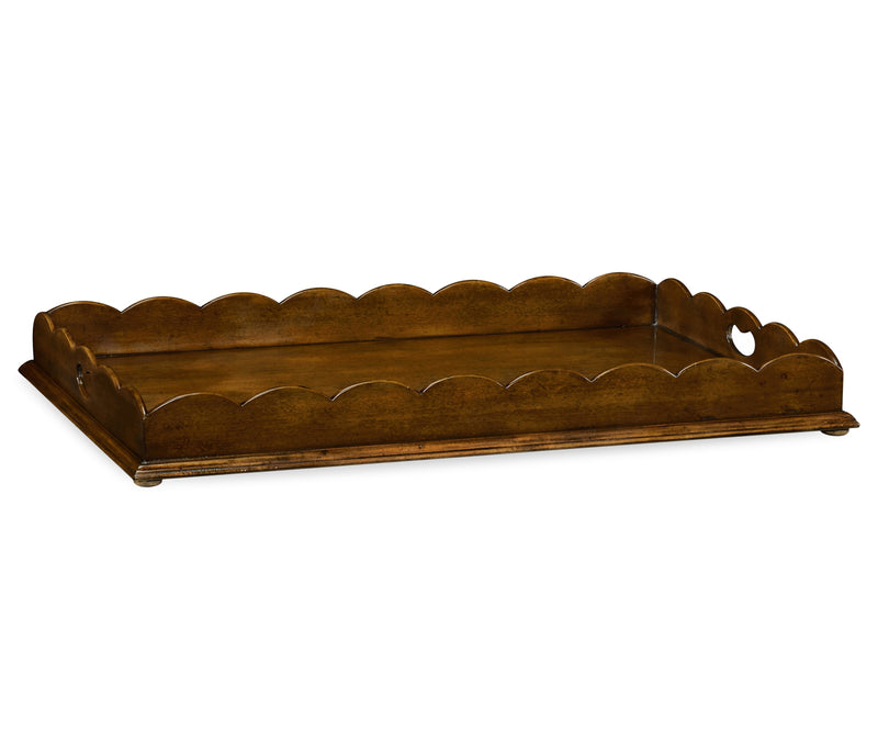 Country Farmhouse Collection - Large Scallopped Walnut Tray