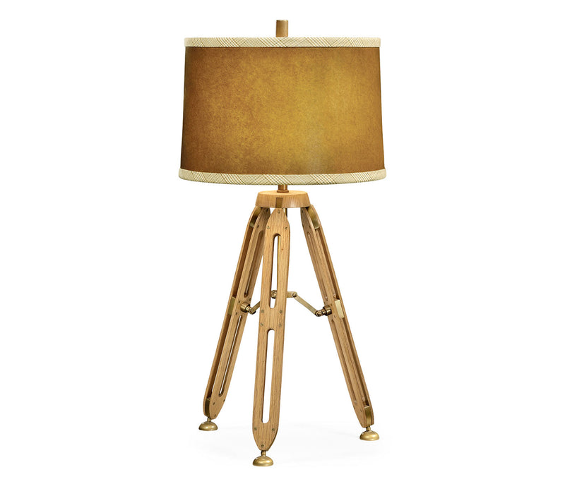 JC Edited - Architects House Collection - 32" Oak Architectural Table Lamp with Brass Stretcher