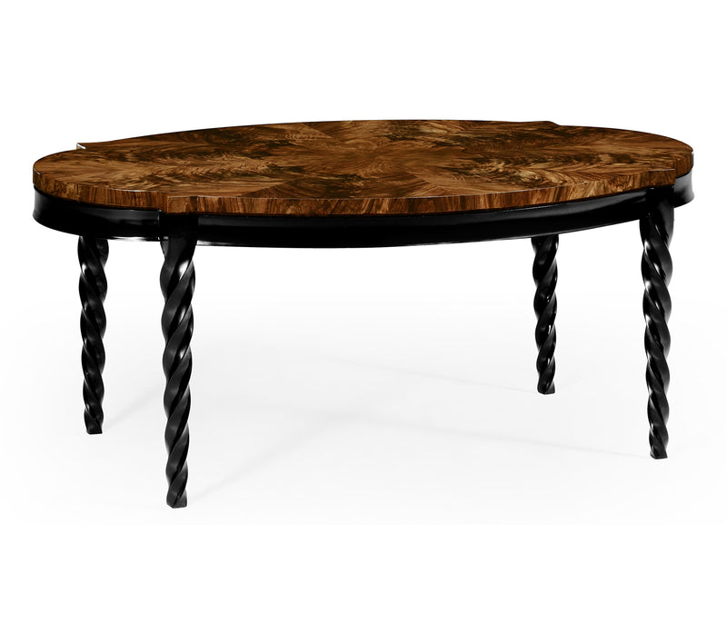 JC Modern - Twist Collection - Oval Black Barleytwist Quatrefoil Coffee Table