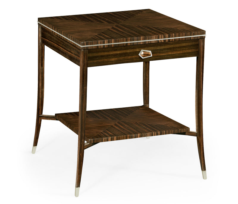 JC Modern - Soho Collection - Macassar Ebony End Table with White Brass Detail