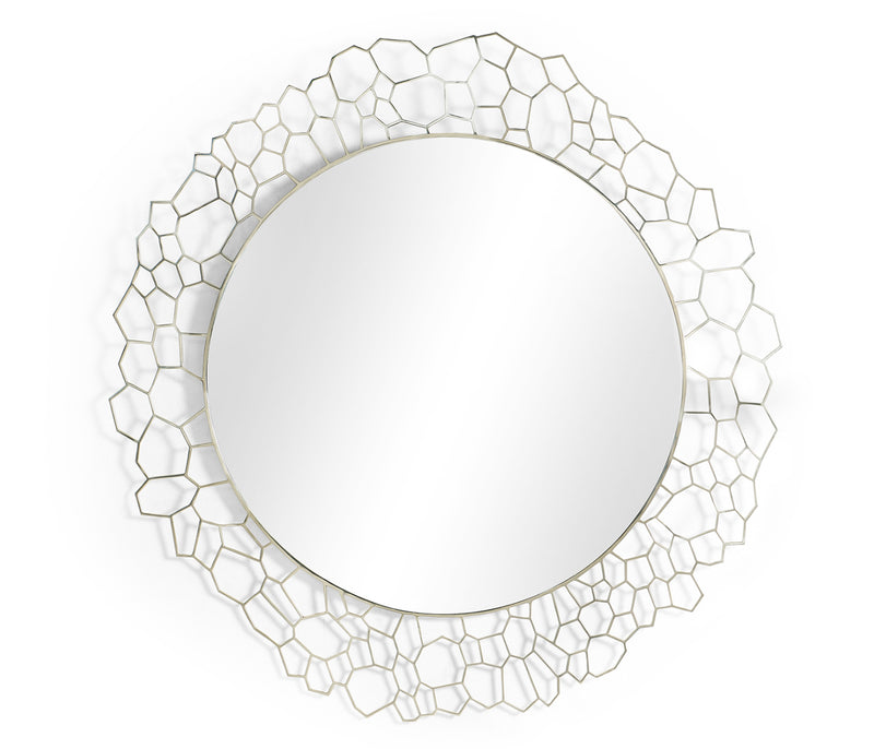 JC Modern - Soho Collection - 45" Circular White Brass Woven Net Mirror