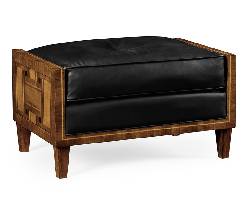 JC Modern - Cosmo Collection - Cosmo Footstool, Upholstered in Black Leather