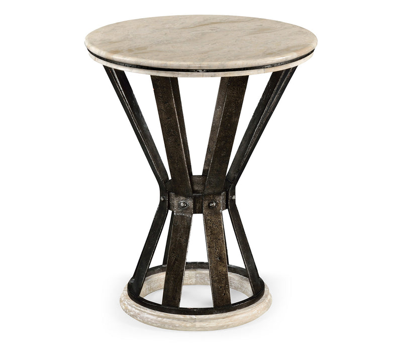 JC Edited - Artisan Collection - Wrought Iron Round Table with Light Marble Top